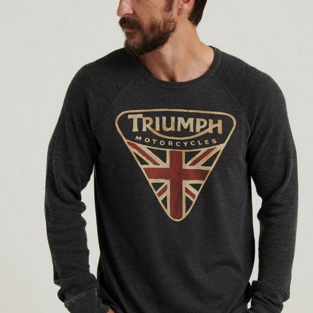 Lucky Brand Triumph Motorcycle Long Sleeves Gray Size S